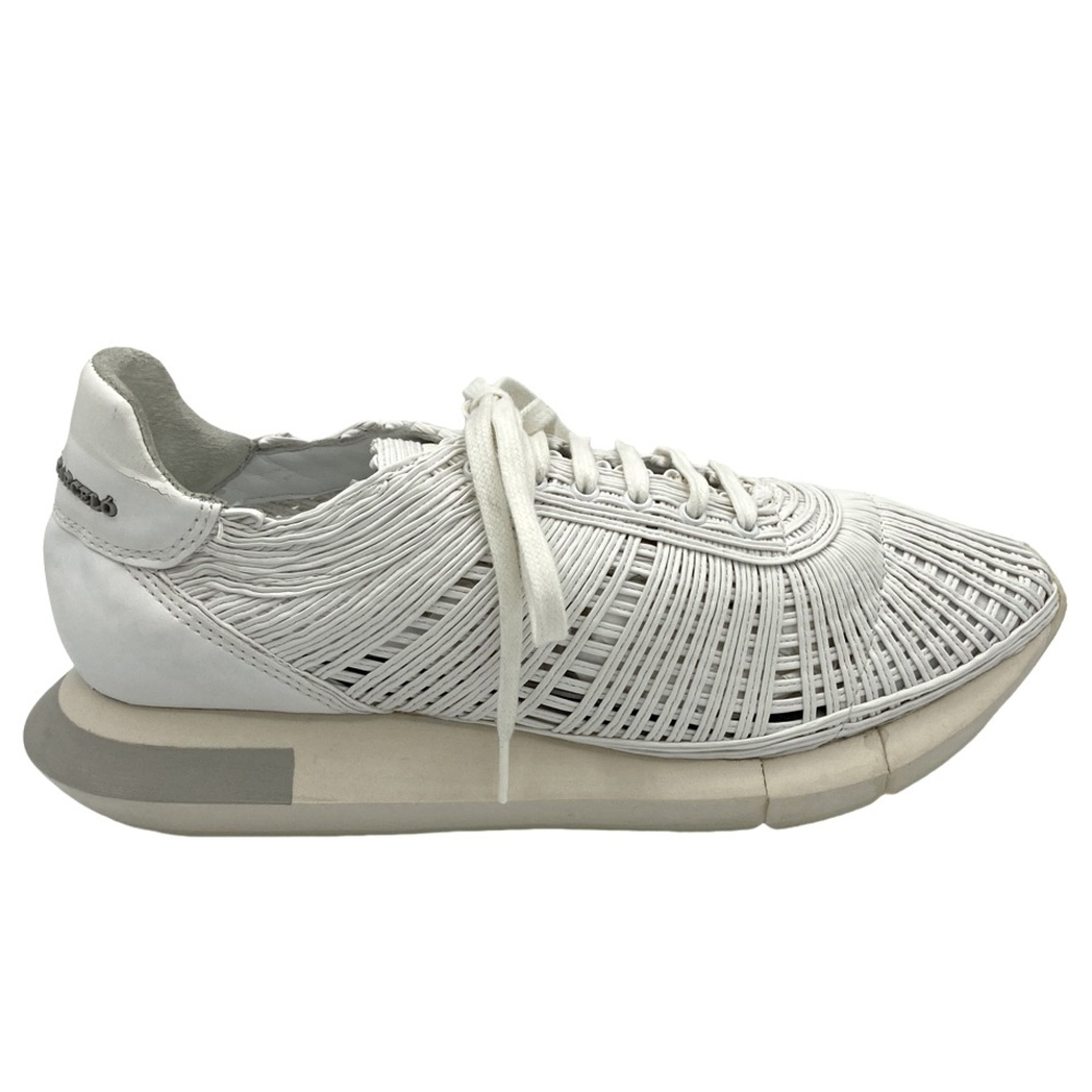 NWOB Manuel Barcelo Laval Napalin White Rafia Leather Sneakers Sz 41 = US 11